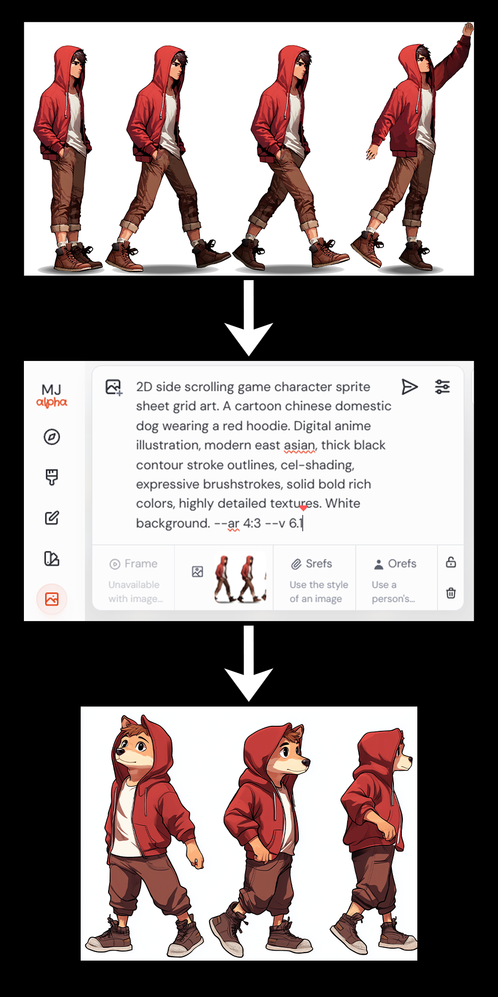 Midjourney Converting Character Art to Cartoon Animals